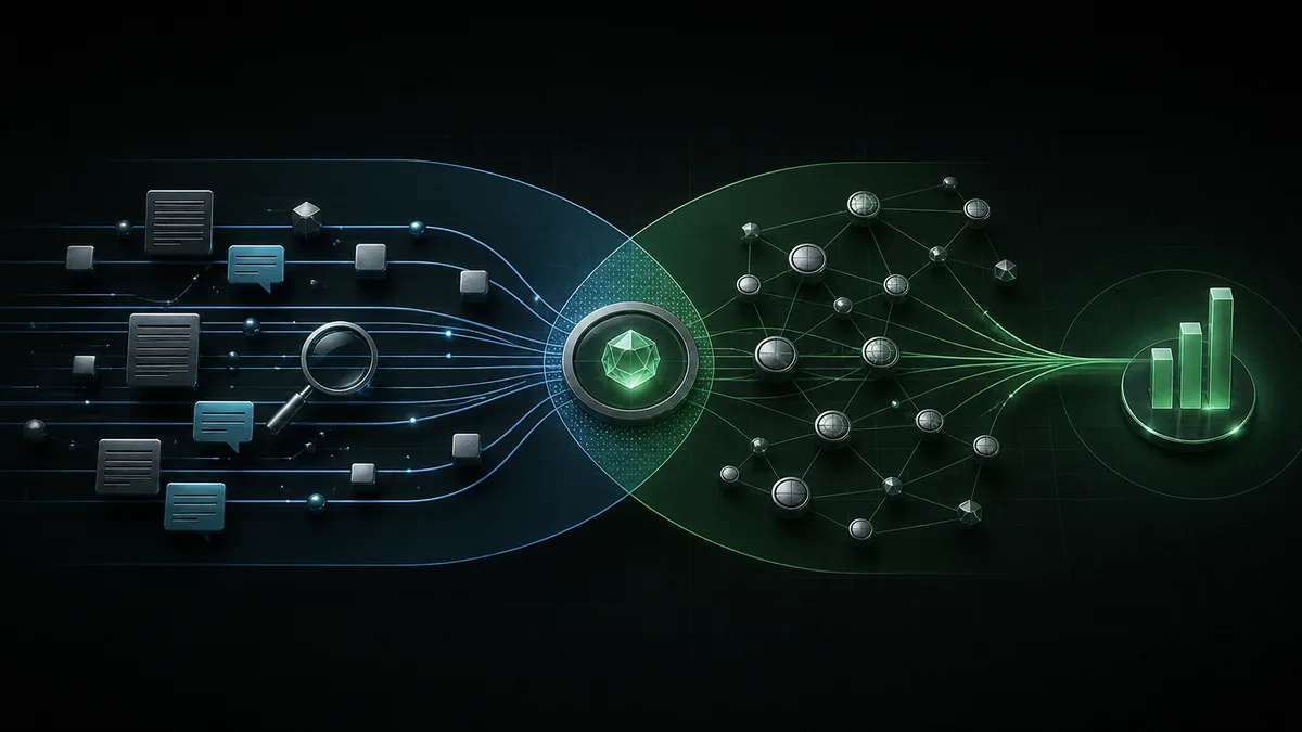 Two overlapping evidence pathways comparing answer-level optimization with broader generative-engine visibility