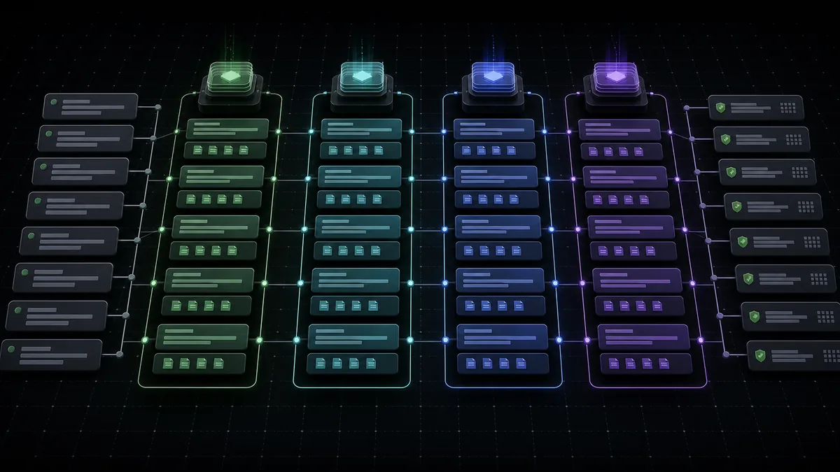 One frozen buyer-question set tested across four parallel AI provider lanes with stored evidence